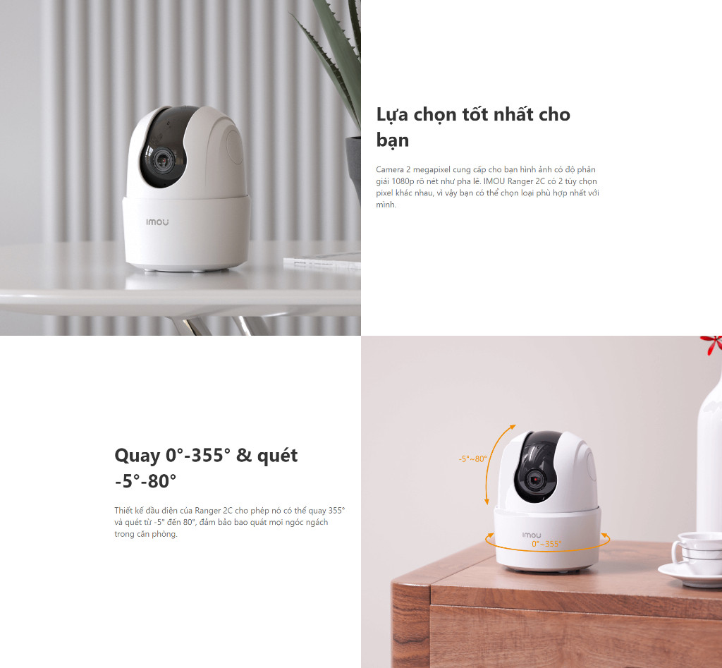 Mô tả Camera Wifi trong nhà Imou Ranger 2C (3MP) I IPC-TA32CP I Đàm thoại hai chiều I Xoay 360 - 2
