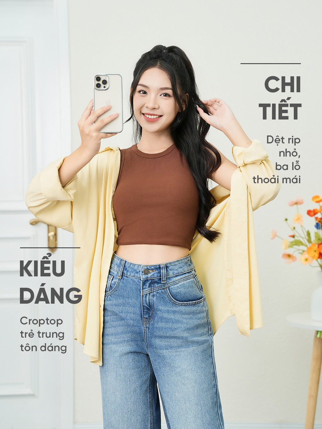 Mô tả Áo ba lỗ nữ YODY dáng croptop, cá tính, năng động, thun ôm co giãn, thoải mái BLN7052 - 4