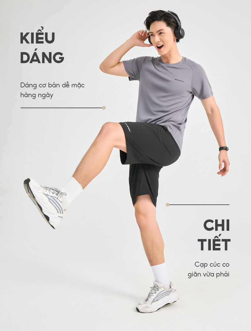 Mô tả Quần đùi thể thao nam YODY quần short cạp di động, thoáng mát, thoải mái SQM7047 - 1