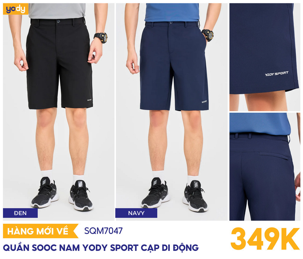 Mô tả Quần đùi thể thao nam YODY quần short cạp di động, thoáng mát, thoải mái SQM7047 - 5