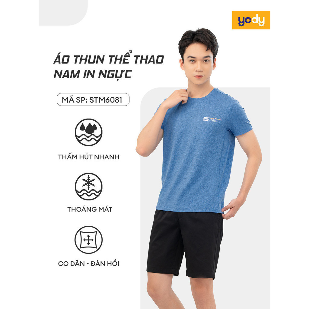 Mô tả Áo thun thể thao nam YODY áo ngắn tay cổ tròn chất co giãn, thoáng mát, thấm hút tốt STM6081 - 1