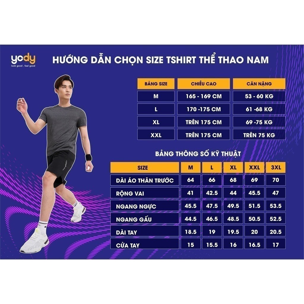 Mô tả Áo thun thể thao nam YODY áo ngắn tay cổ tròn chất co giãn, thoáng mát, thấm hút tốt STM6081 - 5