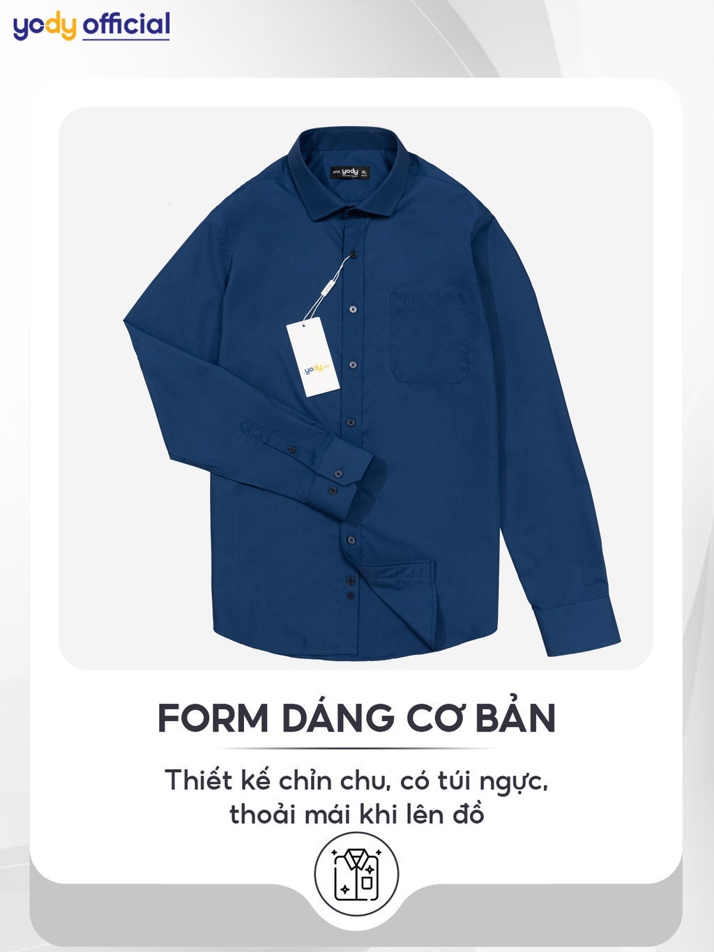 Mô tả Áo sơ mi nam YODY dài tay, có túi ngực, chất lụa nến mềm mịn, chống nhăn lịch lãm dáng slim fit SPM5005 - 2