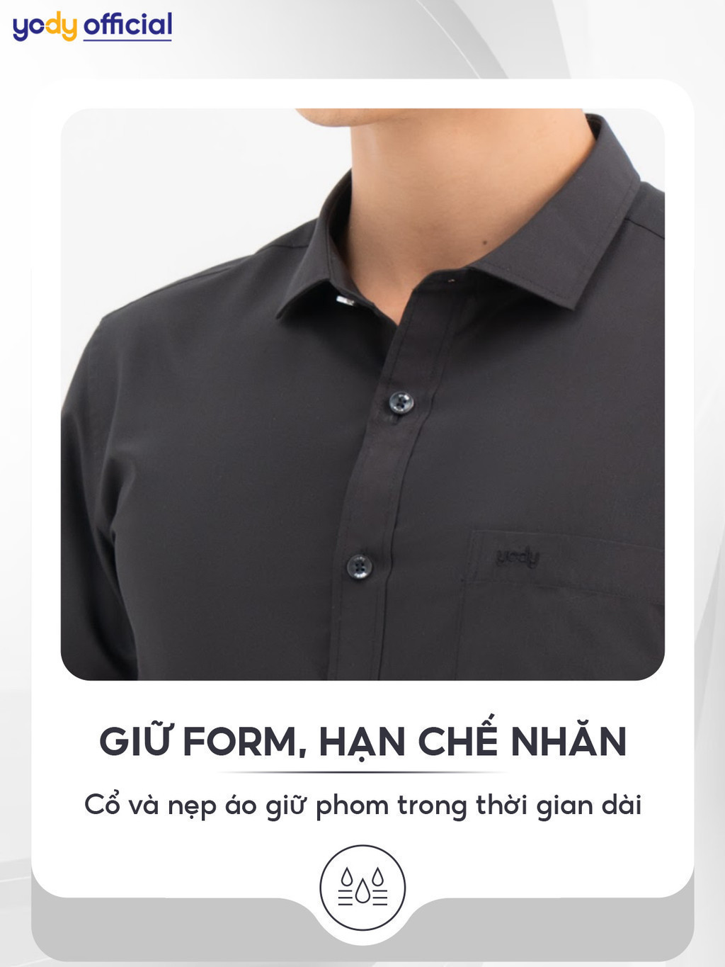Mô tả Áo sơ mi nam YODY dài tay, có túi ngực, chất lụa nến mềm mịn, chống nhăn lịch lãm dáng slim fit SPM5005 - 3