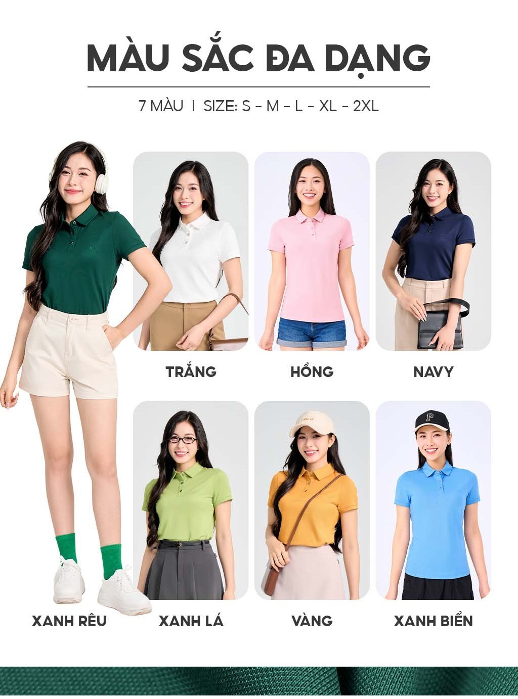 Mô tả Áo polo nữ YODY vải cotton mắt chim gia đình mềm mại chống nhăn nhàu bai gião APN7280 - 3