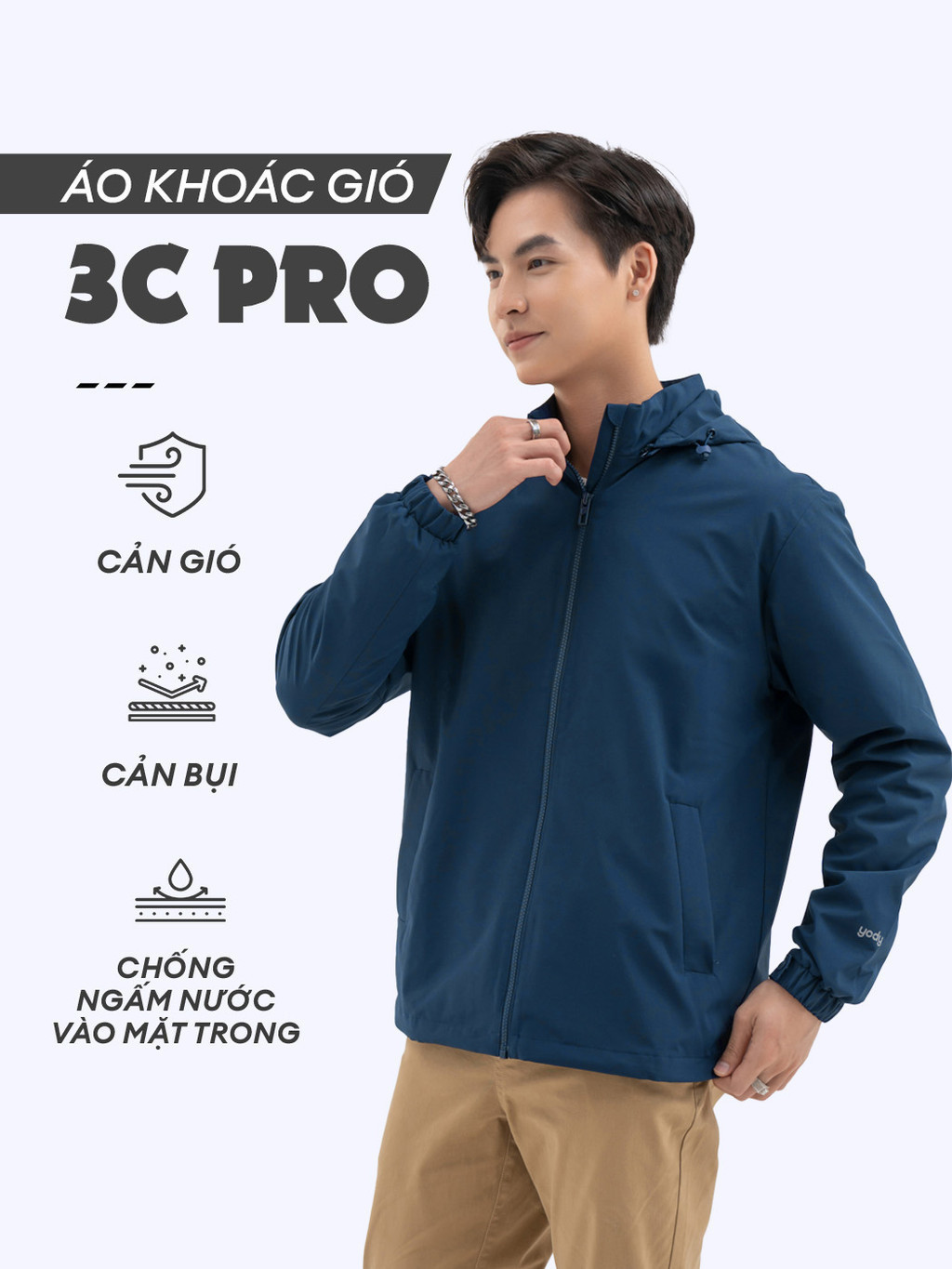 Mô tả Áo khoác gió nam Yody 3C Pro cản gió cản bụi giữ ấm áo khoác thể thao năng động AKM6017 - NGVC - 1