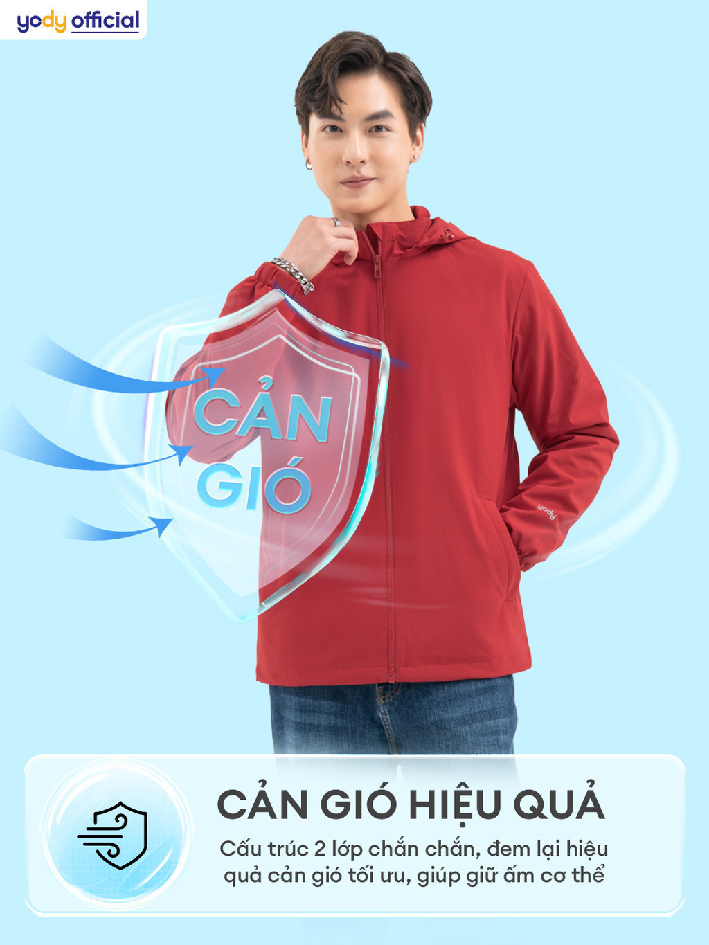 Mô tả Áo khoác gió nam Yody 3C Pro cản gió cản bụi giữ ấm áo khoác thể thao năng động AKM6017 - NGVC - 2