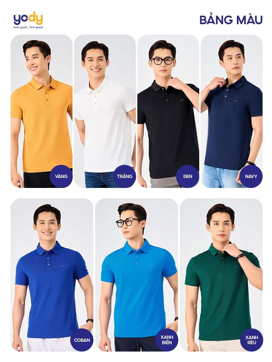 Mô tả Áo phông có cổ YODY nam tay ngắn vải cotton mắt chim cổ bẻ thoáng mát mềm mịn không nhàu APM7459 - 2