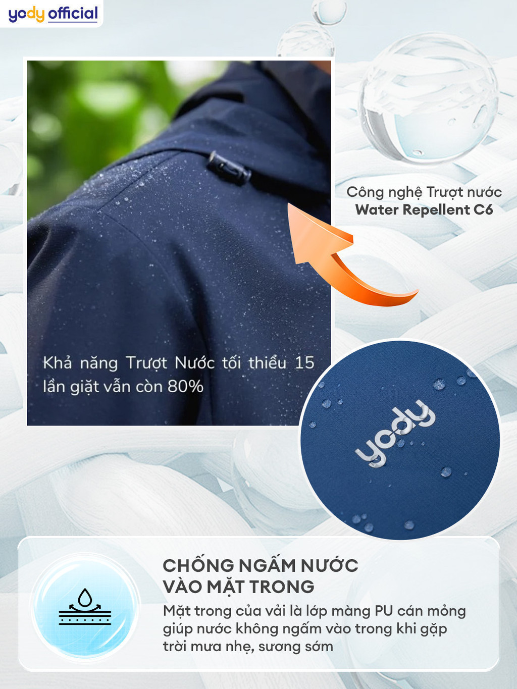 Mô tả Áo khoác gió nam Yody 3C Pro cản gió cản bụi giữ ấm áo khoác thể thao năng động AKM6017 - NGVC - 4