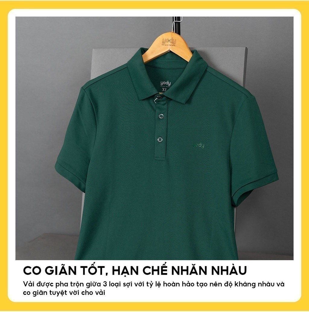 Mô tả Áo POLO nam cotton mềm mịn thoáng khí co giãn hạn chế nhăn nhàu thương hiệu Yody - APM7459 - 4