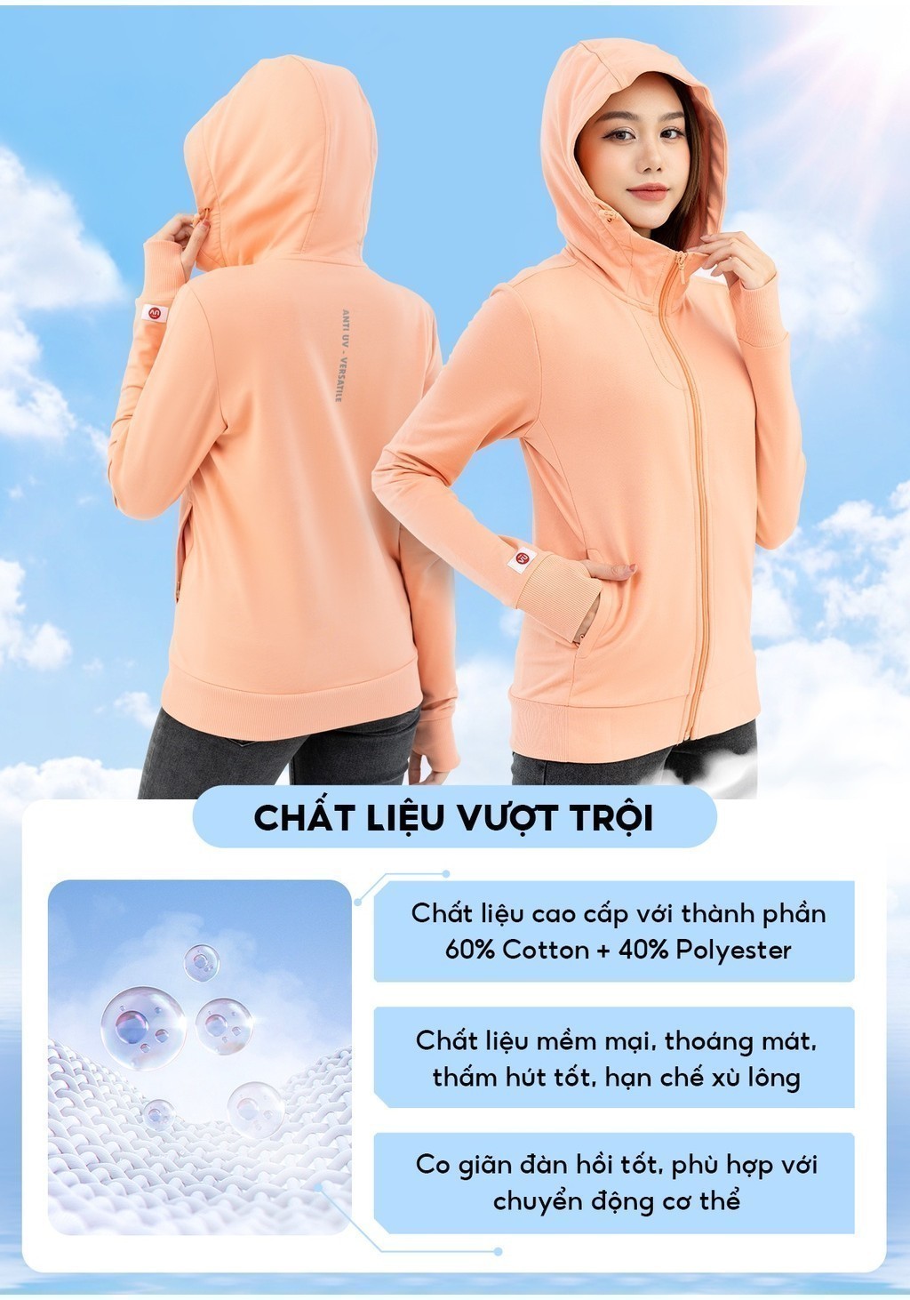 Áo chống nắng Yody ACN6008 - Chi tiết túi áo