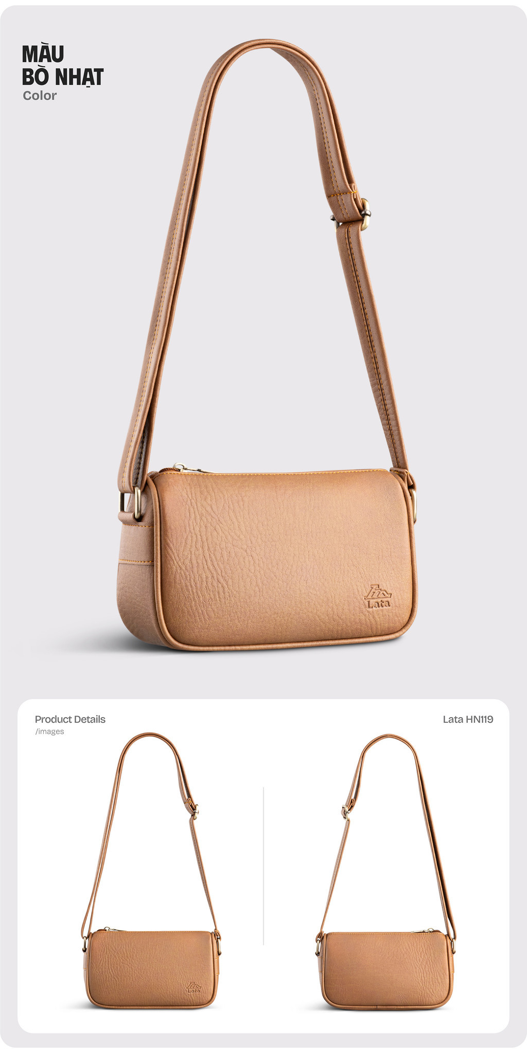 Mô tả Túi Lata (Thời trang nữ đi chơi size 21 - Túi đeo chéo da HN119) - 4