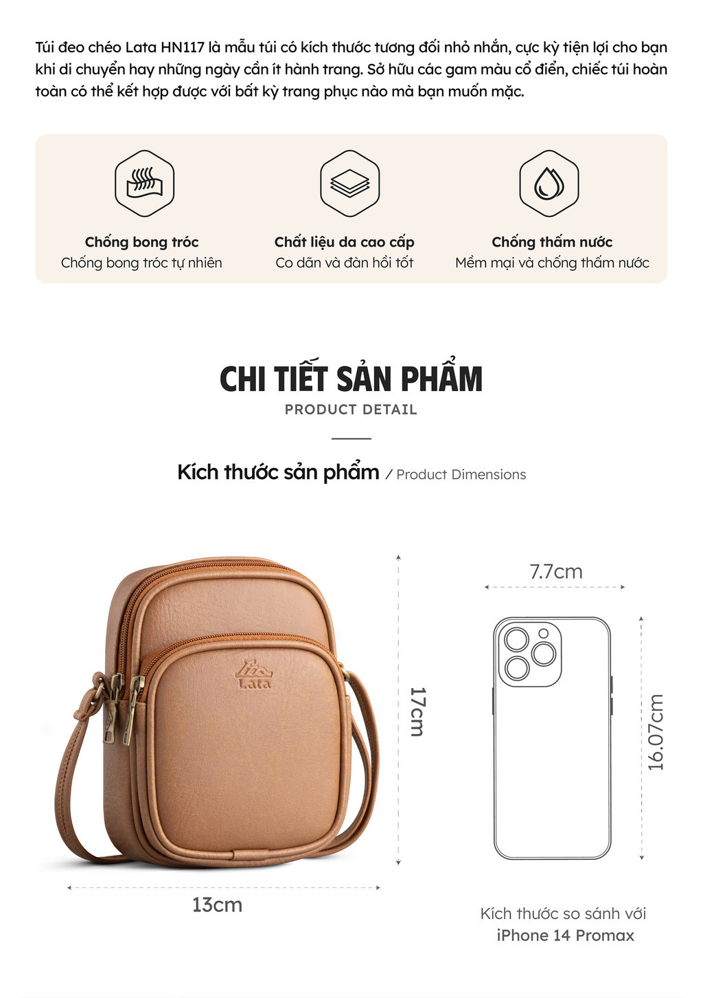 Túi Lata HN117 màu nâu