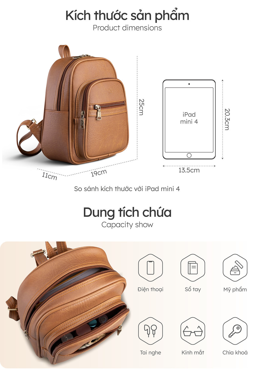 Mô tả Balo Lata (Thời trang nữ cá tính - Balo da BAL71) - 3