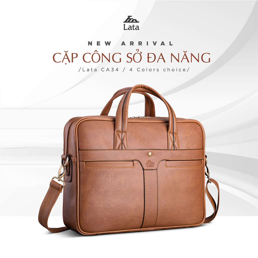 Mô tả Cặp Công Sở Lata (Thời trang nam basic đựng laptop 14.6 inch - Cặp da CA34) - 1