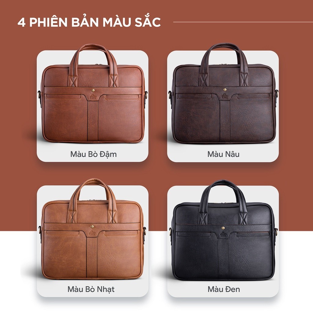 Mô tả Cặp Công Sở Lata (Thời trang nam basic đựng laptop 14.6 inch - Cặp da CA34) - 5