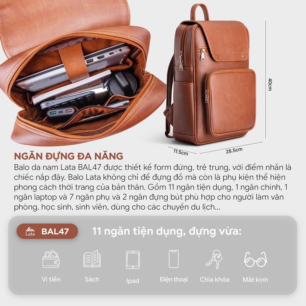 Mô tả Balo Lata (Thời trang nam cao cấp - Balo da BAL47) - 3