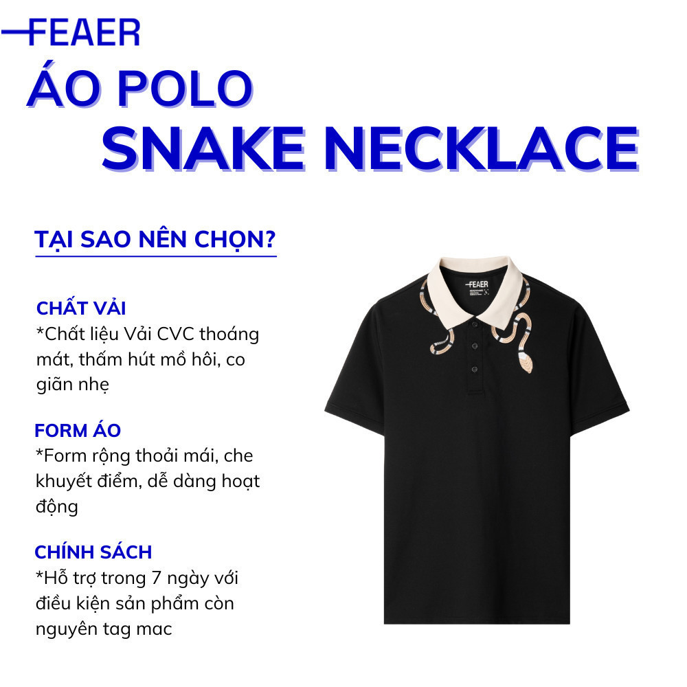 Mô tả Áo polo nam có cổ Snake Necklace, chất vải CVC thấm hút mồ hôi, họa tiết thêu sang trọng - FEAER - 2