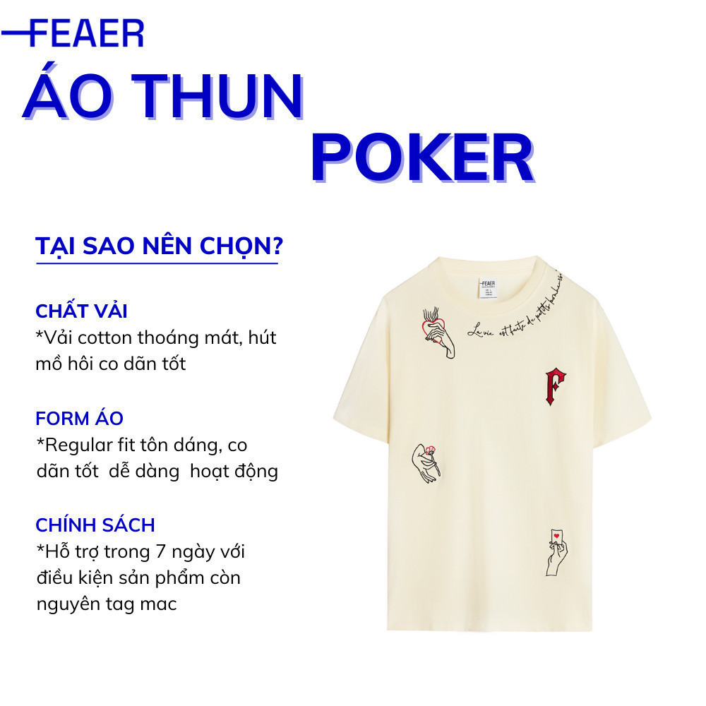 Mô tả Áo thun cổ tròn POKER chất liệu cotton, thấm hút mồ hôi, thoáng mát, chuẩn form - FEAER - 1
