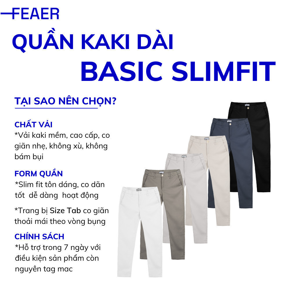 Mô tả Quần kaki dài Basic Slimfit V2 kết hợp Sizetab co giãn, trẻ trung, thanh lịch - FEAER - 1
