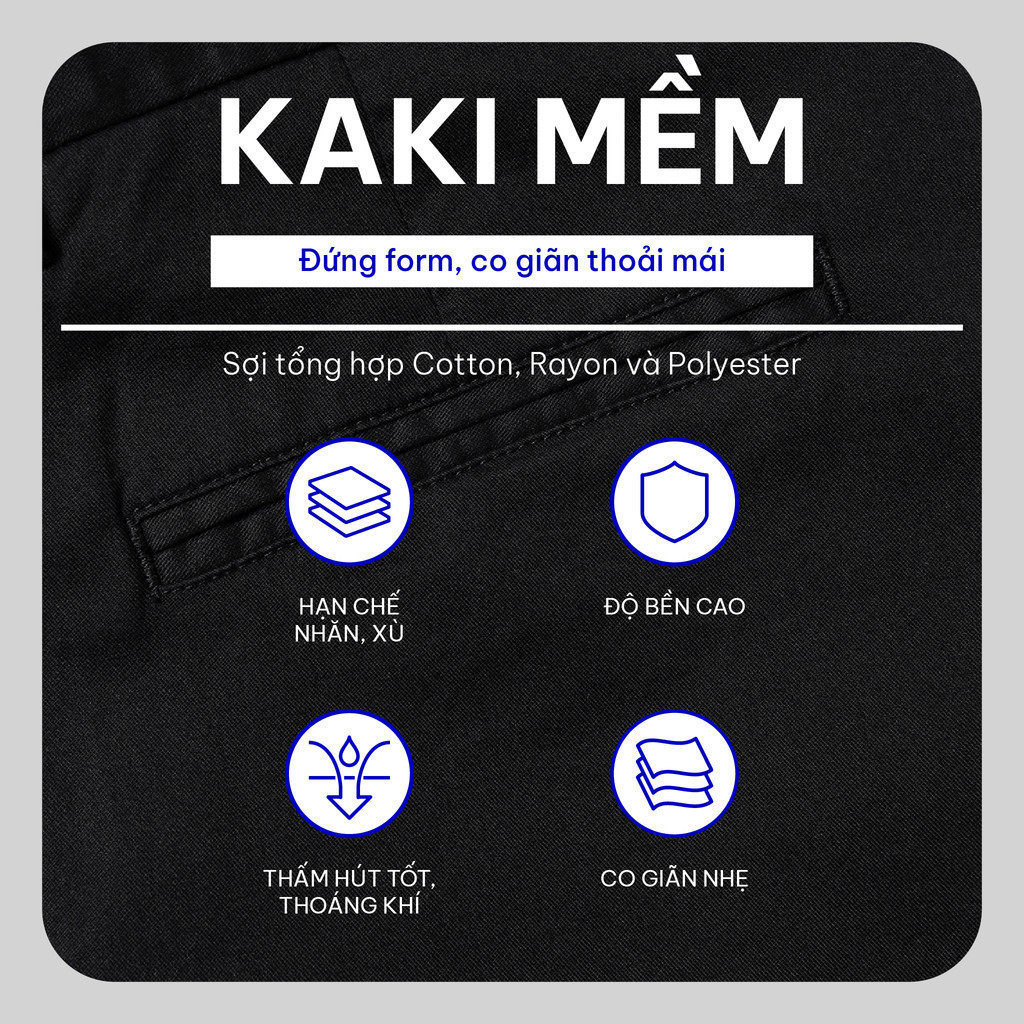 Mô tả Quần kaki dài Basic Slimfit V2 kết hợp Sizetab co giãn, trẻ trung, thanh lịch - FEAER - 3