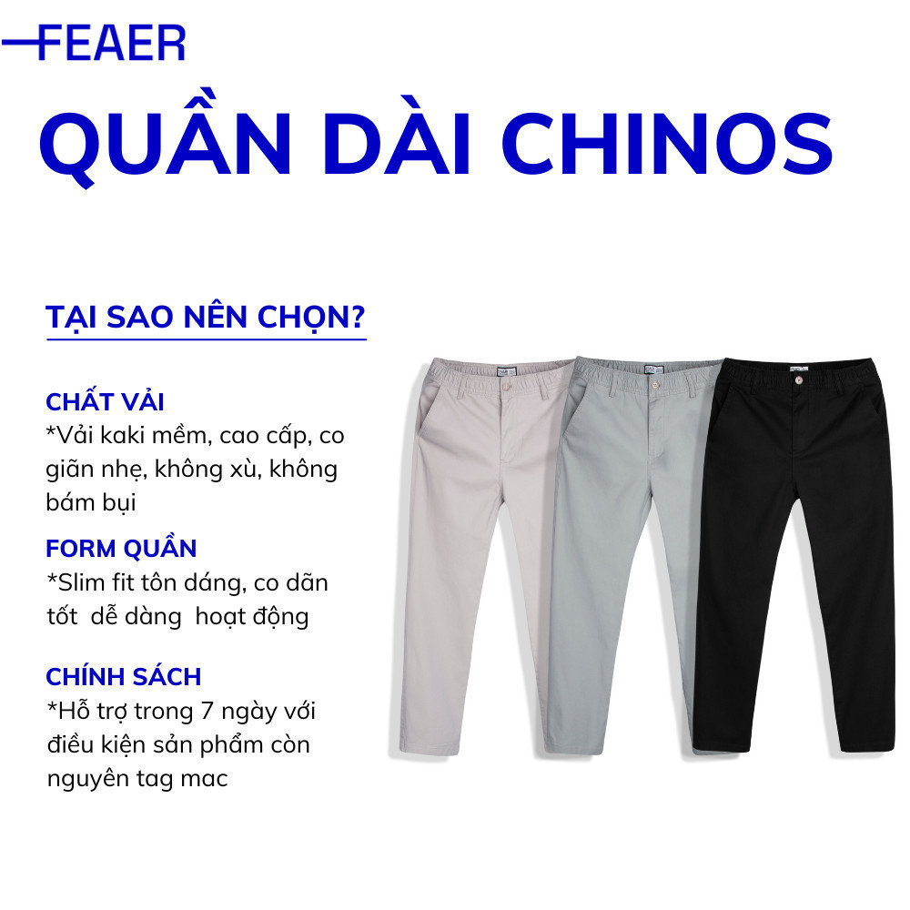 Mô tả Quần Kaki Dài Chinos Lưng Chun, Chất Kaki Mềm, Co Giãn Thoải Mái, Trẻ Trung - FEAER - 1