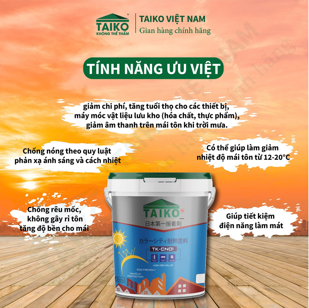 Sơn Chống Nóng Taiko CN01 / Chống Nóng Mái Tôn,Kim Loại, Tấm Lợp Fibro ...