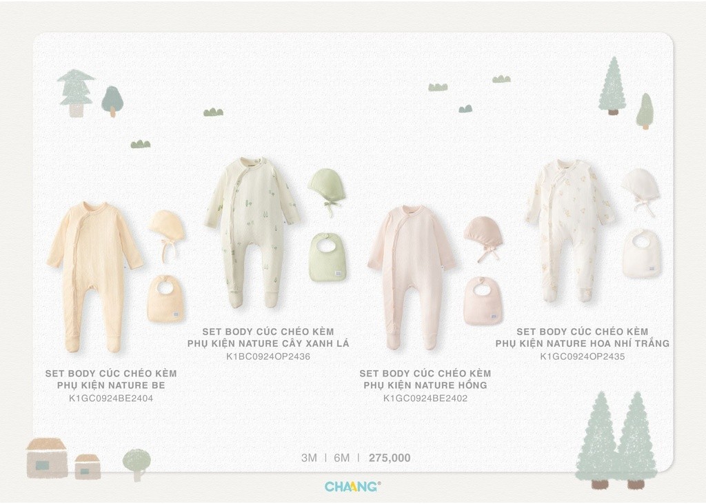 Mô tả Bộ body dài liền tất tích hợp bao tay kèm mũ và yếm Nature cho bé sơ sinh - 2