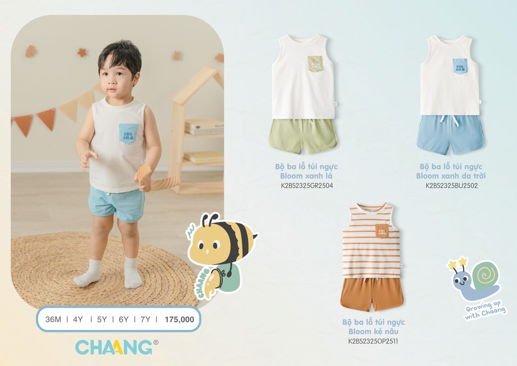 Mô tả Bộ quần áo ba lỗ túi ngực Bloom cho bé trai - 2