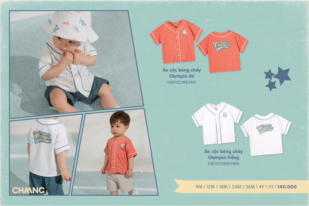 Mô tả Áo cộc tay bóng chày phong cách thể thao Olympia cho bé trai - 2