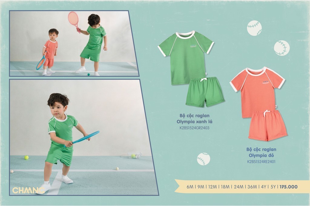 Mô tả Bộ quần áo cộc tay phối raglan Olympia cho bé trai - 2