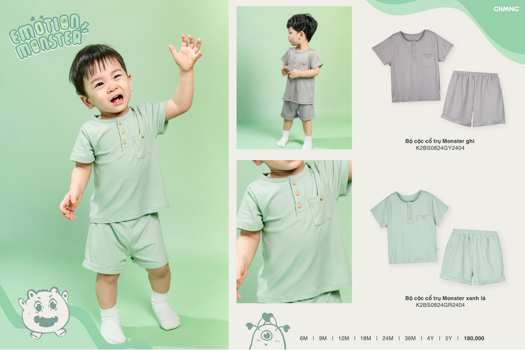Mô tả Bộ quần áo cộc cổ trụ Monster cho bé trai chất liệu tăm lạnh - 2