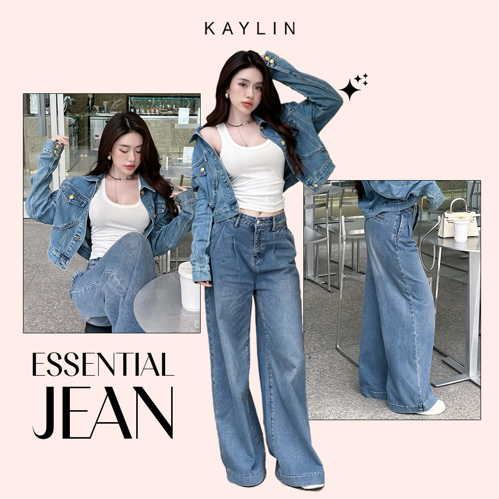 Mô tả Quần JEAN KAYLIN form suông đính ngọc chất vải denim dầy dặn BST Hè 2025 - N2450 - 3