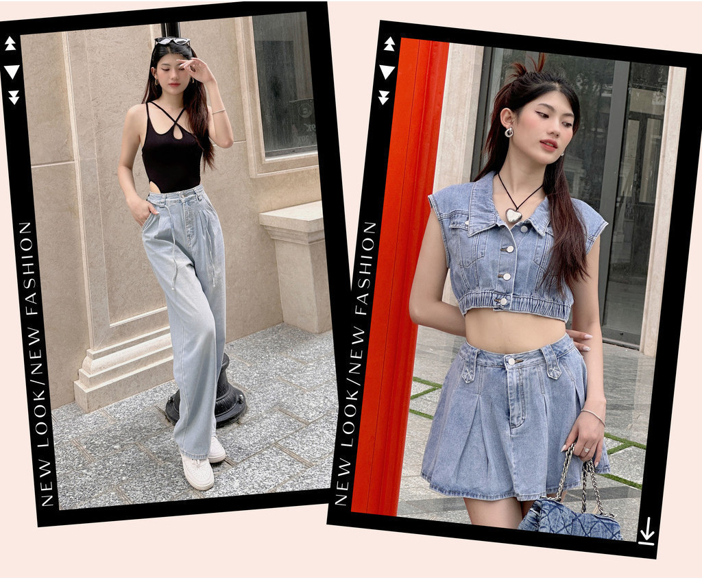 Mô tả Quần JEAN KAYLIN Basic form suông ống loe chất vải denim dầy dặn phong cách - N2153 - 5