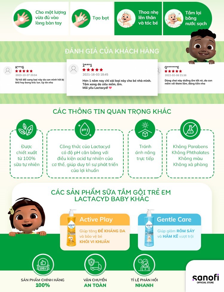 Mô tả Sữa Tắm Gội Trẻ Em Lactacyd Milky Bảo Vệ, Nuôi Dưỡng Da và Tóc Bé Vượt Trội 500ml - 2
