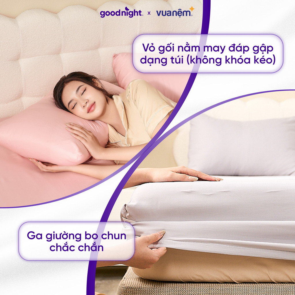 Mô tả Bộ Ga Gối 3 Món Vua Nệm Goodnight Airsilk 20cm, Ga Giường Tencel Cao Cấp Mềm Mại, 5 Màu Sắc - 3