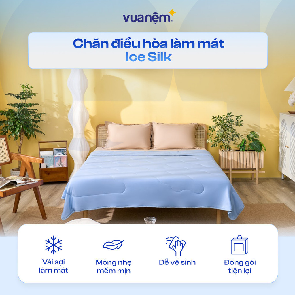Mô tả Chăn Điều Hòa Làm Mát Amando Ice Silk Lõi Bông Mỏng Nhẹ Mềm Mịn Thoáng Mát Dễ Dàng Vệ Sinh Vua Nệm - 1