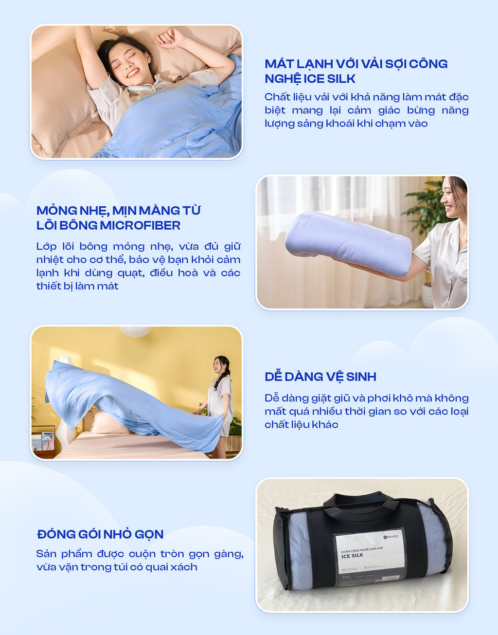 Mô tả Chăn Điều Hòa Làm Mát Amando Ice Silk Lõi Bông Mỏng Nhẹ Mềm Mịn Thoáng Mát Dễ Dàng Vệ Sinh Vua Nệm - 2