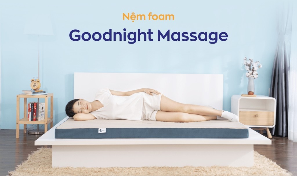 Mô tả Nệm Foam Goodnight Massage 9cm, Đệm Foam Vua Nệm, Cấu Trúc Lượn Sóng, Duy Trì Tư Thế Nằm - 1