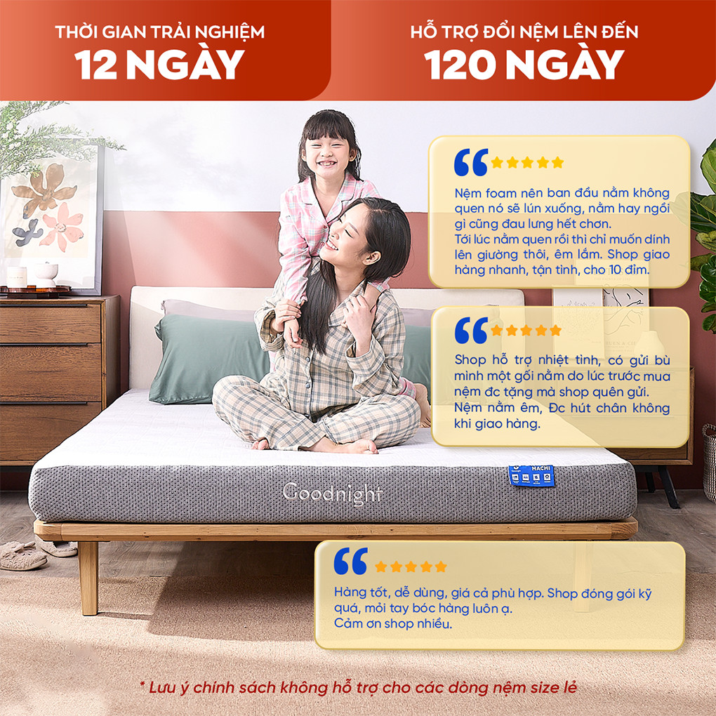 Mô tả Nệm Foam Vua Nệm Goodnight Hachi 15cm, Đệm Foam Massage Toàn Thân Nâng Đỡ Cơ Thể - 9