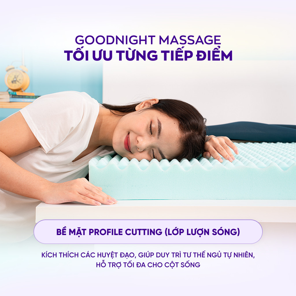 Mô tả Nệm Foam Cấu Trúc Lượn Sóng, Duy Trì Tư Thế Nằm Goodnight Massage 9cm - 2