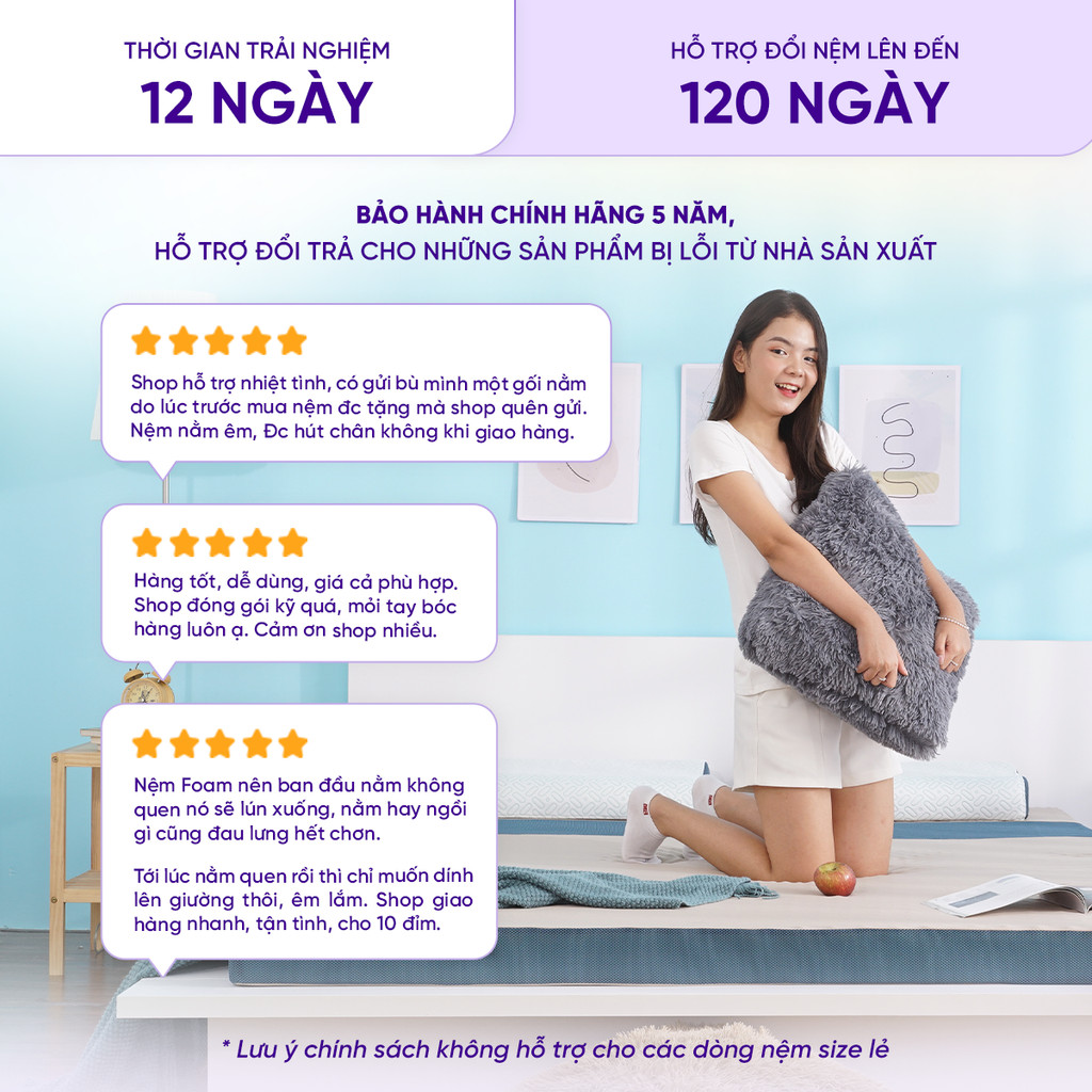 Mô tả Nệm Foam Cấu Trúc Lượn Sóng, Duy Trì Tư Thế Nằm Goodnight Massage 9cm - 7