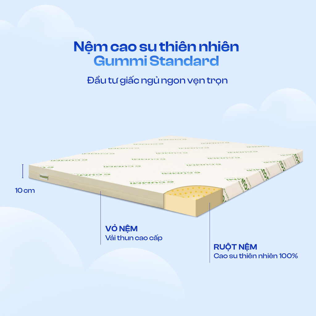 Mô tả Nệm Cao Su Thiên Nhiên 100% Gummi Standard 2.0 10cm Vua Nệm, Mùi Hương Vani - 2