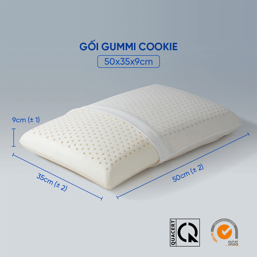 Mô tả Gối cao su thiên nhiên Gummi Cookie nâng đỡ chắc chắn, thông thoáng, thiết kế độ cong phù hợp - 1