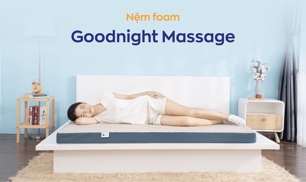 Mô tả Nệm Foam Goodnight Massage 9cm, Đệm Foam Vua Nệm, Cấu Trúc Lượn Sóng, Duy Trì Tư Thế Nằm, Chứng nhận CertiPur-US - 1