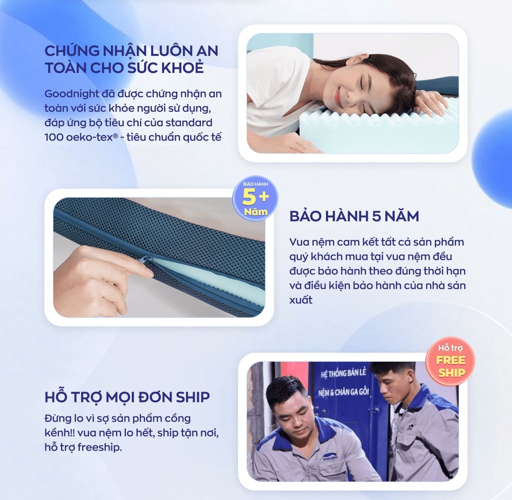 Mô tả Nệm Foam Goodnight Massage 9cm, Đệm Foam Vua Nệm, Cấu Trúc Lượn Sóng, Duy Trì Tư Thế Nằm, Chứng nhận CertiPur-US - 5