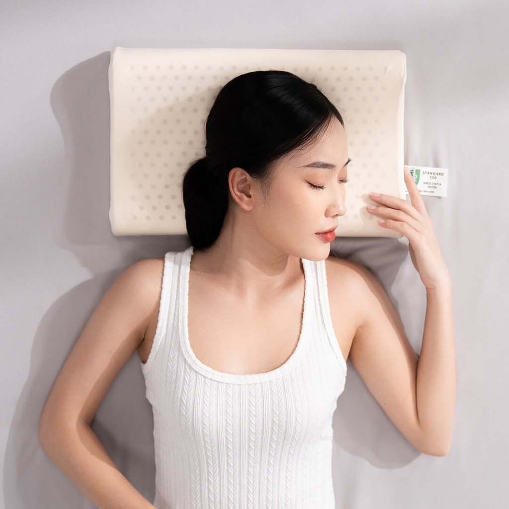 Mô tả Gối cao su thiên nhiên Gummi Pudding 26x43cm lượn sóng nâng đỡ chắc chắn, thoáng khí, dành cho người nằm thấp - 6