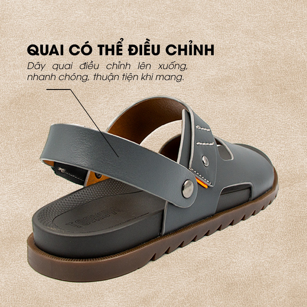 Mô tả -Giày/Dép Sandal Nam Da Bò Nappa Đế có Rãnh Chống Trượt TMS30100 - 1