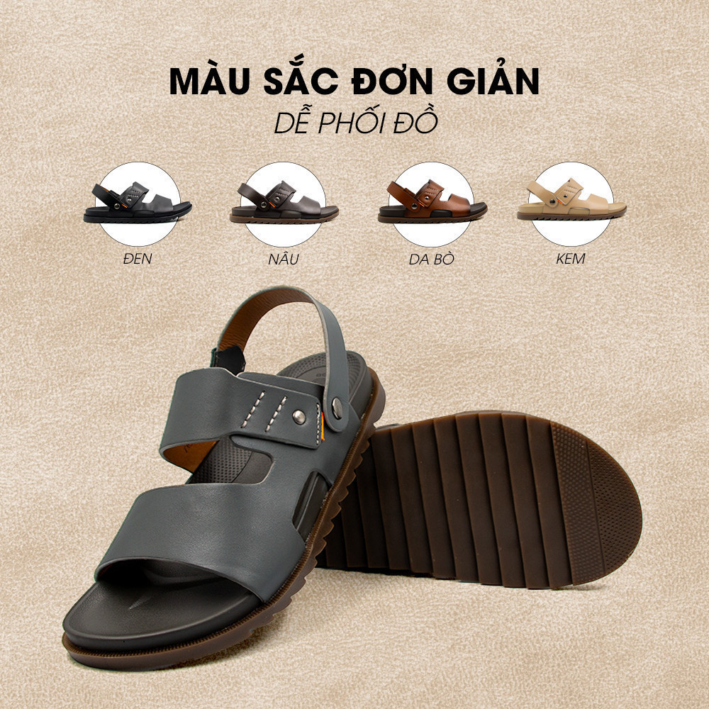 Mô tả -Giày/Dép Sandal Nam Da Bò Nappa Đế có Rãnh Chống Trượt TMS30100 - 3