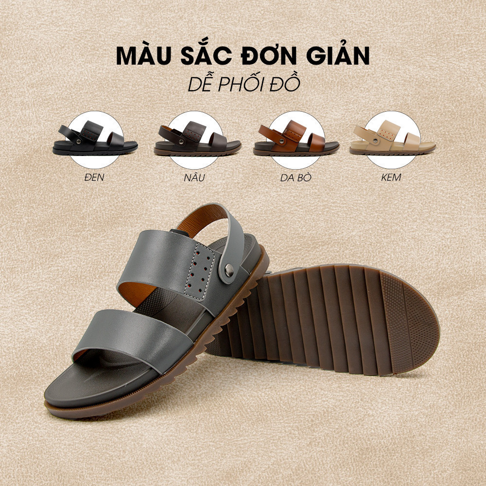 Mô tả -Giày/Dép Sandal Nam Da Bò Nappa Đế có Rãnh Chống Trượt TMS30200 - 1